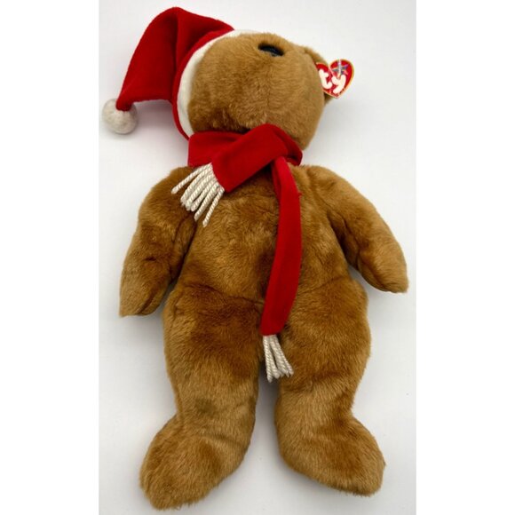 Vtg Ty Beanie Baby Buddy 2001 Christmas Santa Teddy Bear Hat Scarf Large 14” - Picture 3 of 7